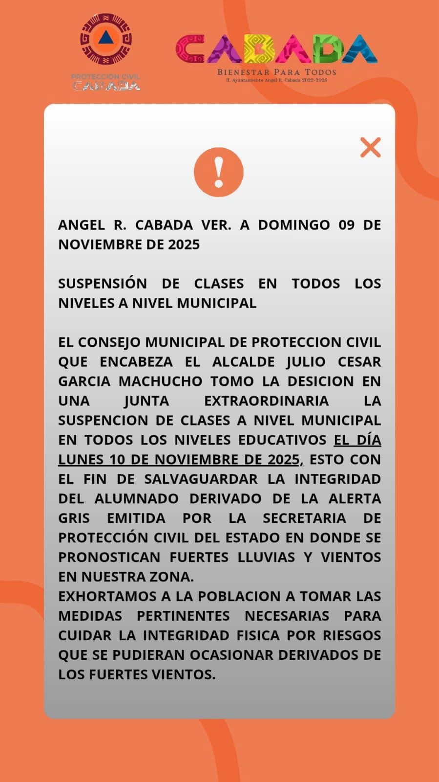 Este municipio ya suspendió clases en todos los niveles&nbsp;educativos