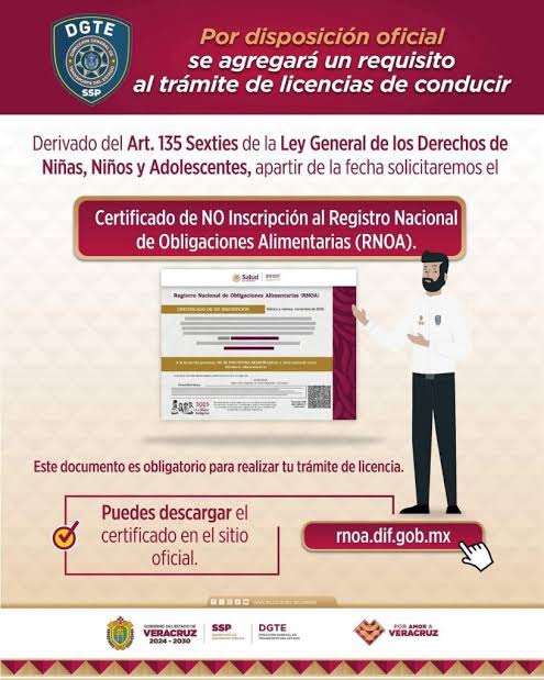 🚗📄&nbsp;Así puedes sacar el Certificado de No Deudor Alimentario para tramitar la licencia de conducir en&nbsp;Veracruz
