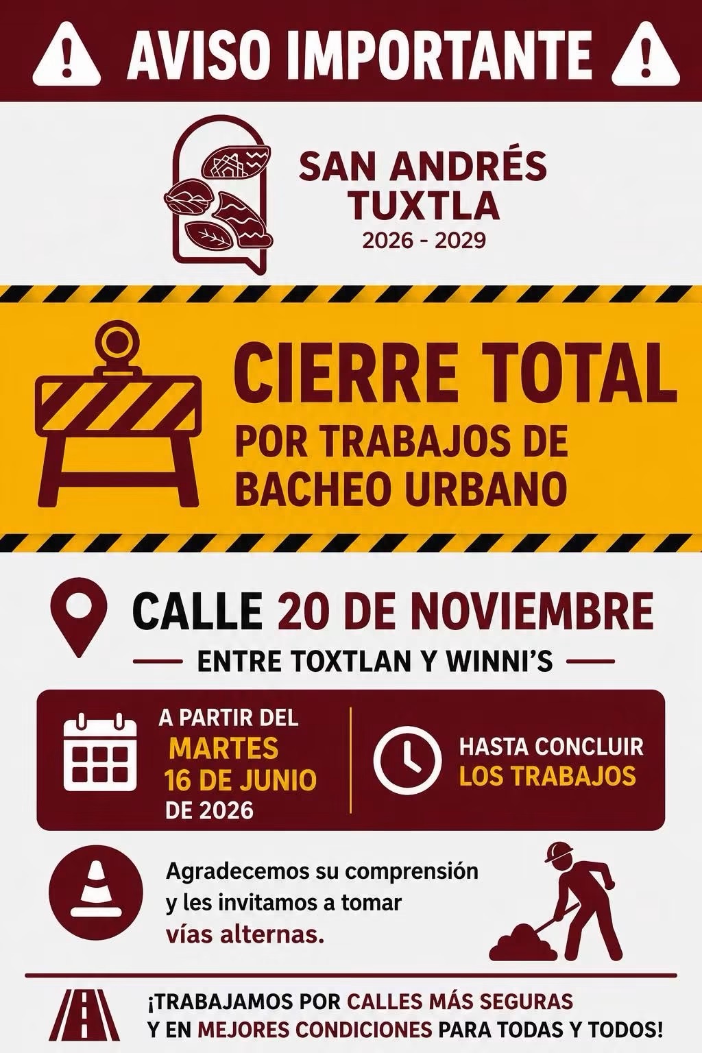 🚧⚠️ AVISO A LA CIUDADANÍA